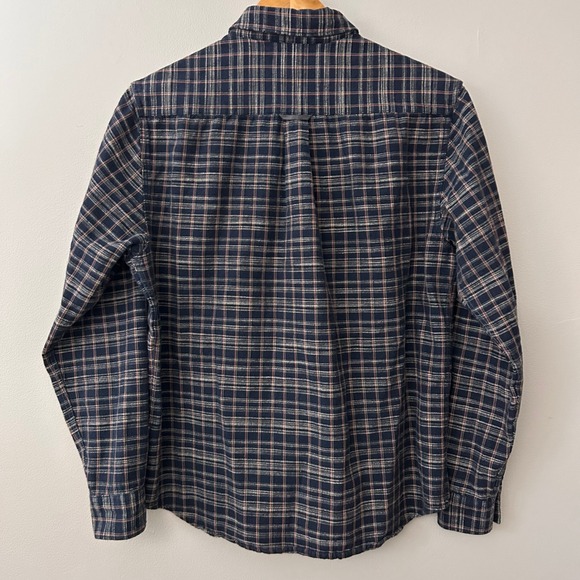 Carbon2Cobalt Mens Medium Navy Plaid Button Down Shirt Long Sleeve Casual Cotton - Picture 3 of 6